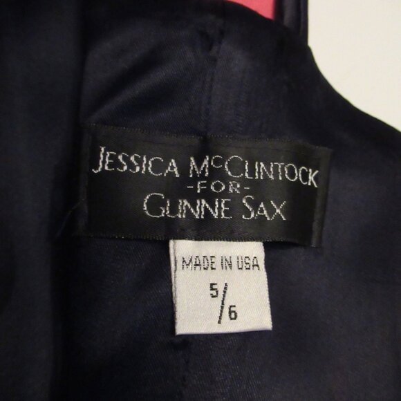 Gunne Sax Trumpet Dress Mermaid Gown Rose Red Black 5/6 Jessica McClintock Bows - Picture 3 of 16